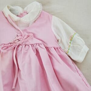 Vintage 70s Pink Corset Dress 6-9 months